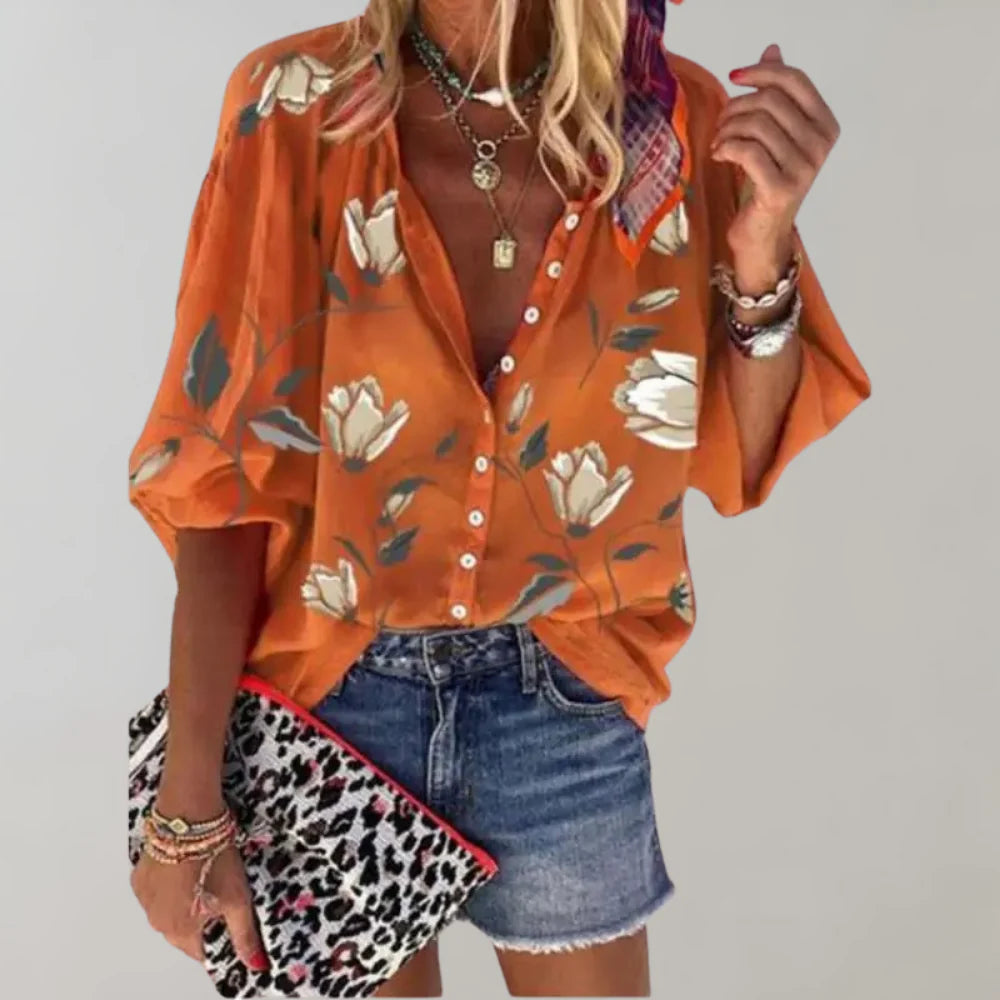 Blusa estiva a fiori da donna
