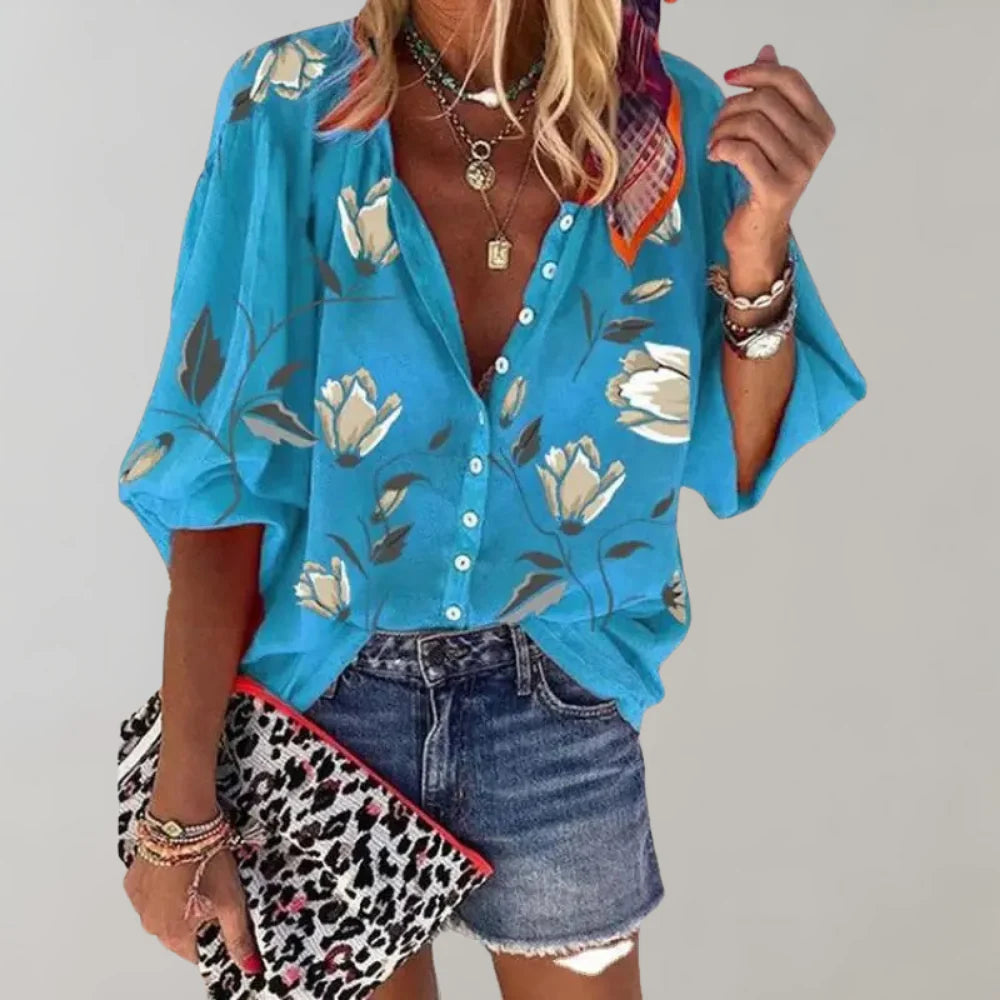 Blusa estiva a fiori da donna