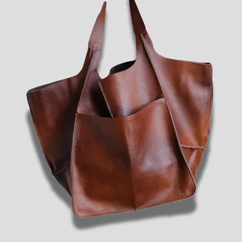 Borsa a spalla oversize vintage in pelle da donna