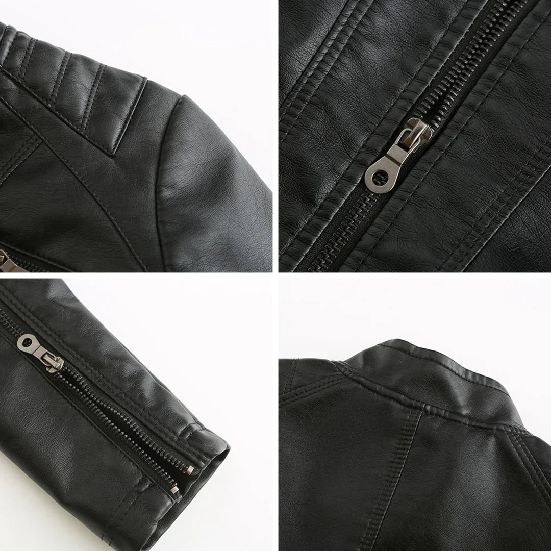Giacca da donna elegante in ecopelle con classico design da motociclista