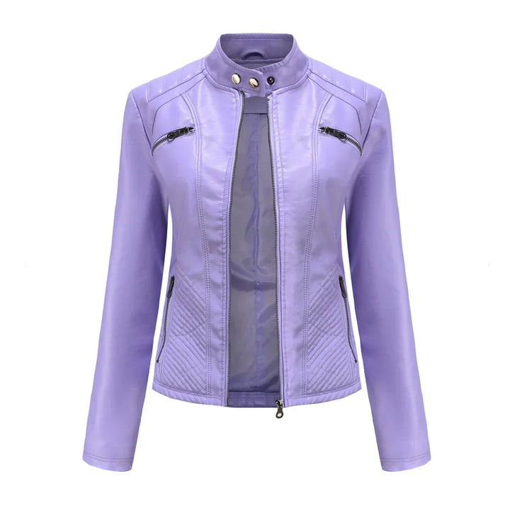 Giacca da donna elegante in ecopelle con classico design da motociclista