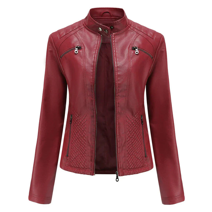 Giacca da donna elegante in ecopelle con classico design da motociclista