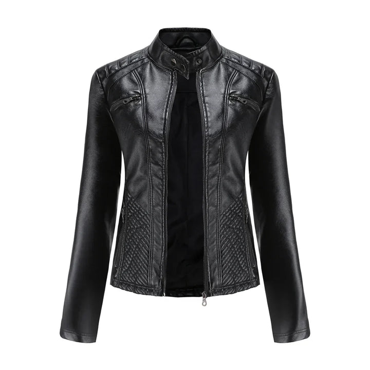 Giacca da donna elegante in ecopelle con classico design da motociclista
