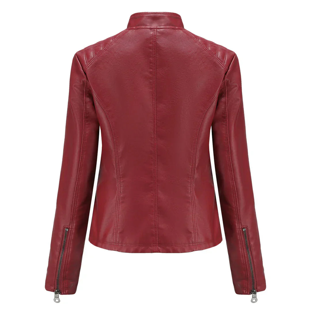 Giacca da donna elegante in ecopelle con classico design da motociclista