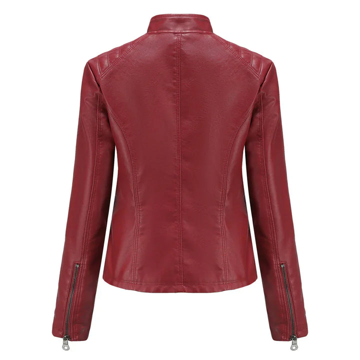 Giacca da donna elegante in ecopelle con classico design da motociclista