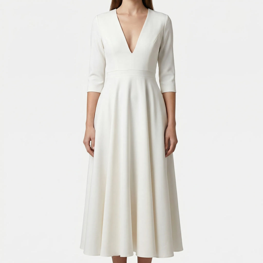 Elunova - Elegante abito da donna midi a trapezio