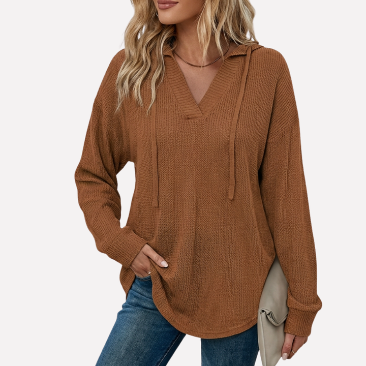 Felpa Oversize con Collo a V