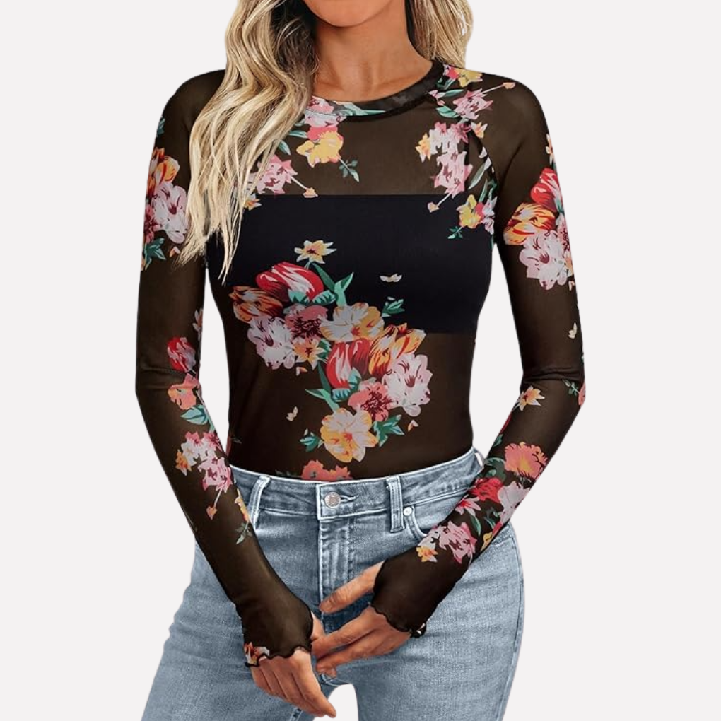 Top in Pizzo Trasparente a Rete