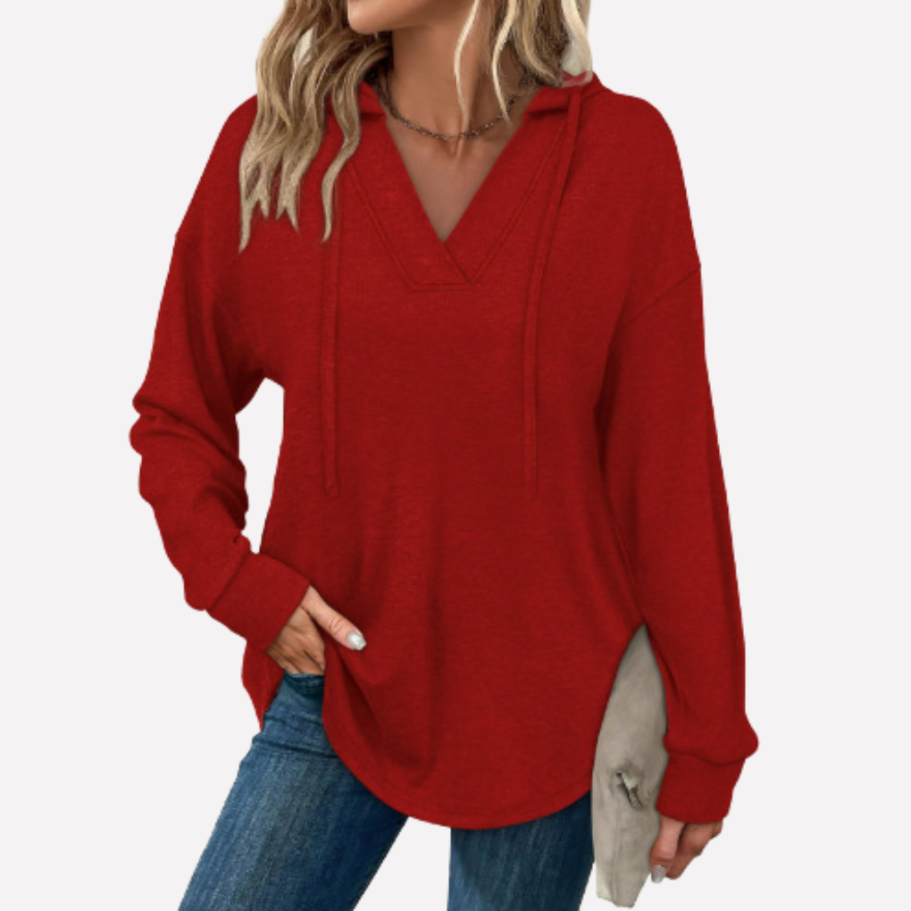 Felpa Oversize con Collo a V