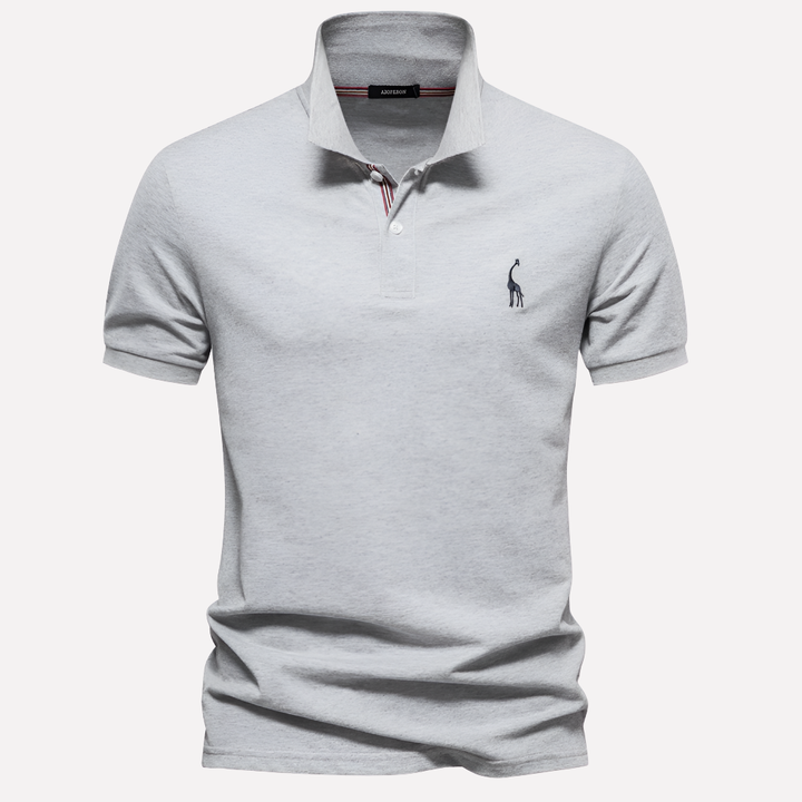 Polo in Cotone Luxe per Uomini con Ricamo di Cerbiatto