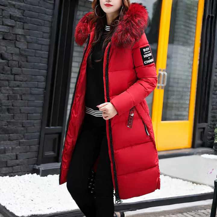 Cappotto Lungo da Donna con Collo in Pelliccia