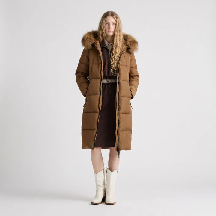 Cappotto Lungo da Donna con Collo in Pelliccia