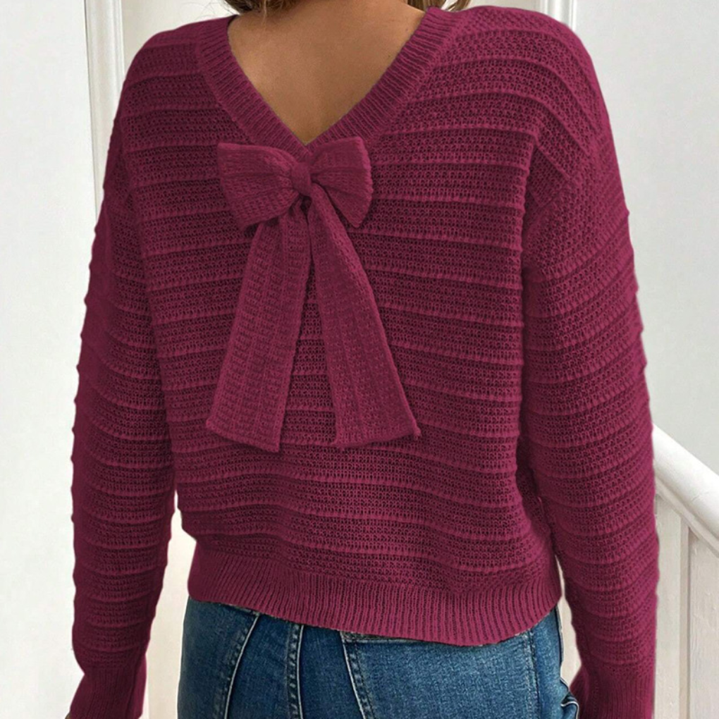 Maglione Pullover con Fiocco sul Dito delle Donne