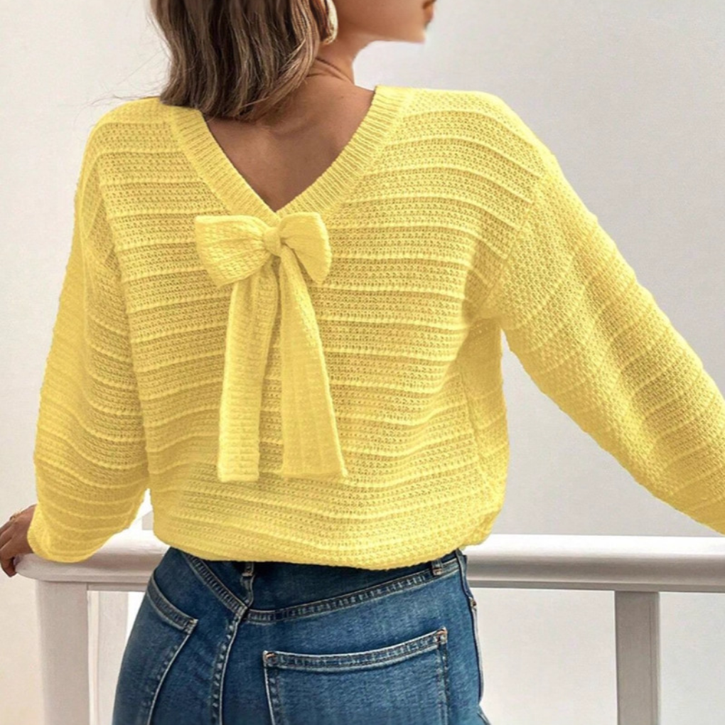 Maglione Pullover con Fiocco sul Dito delle Donne
