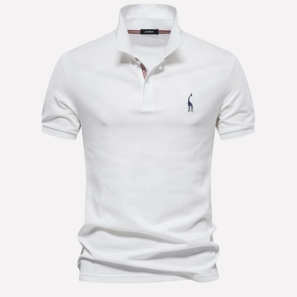 Polo in Cotone Luxe per Uomini con Ricamo di Cerbiatto