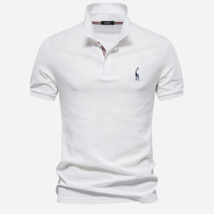 Polo in Cotone Luxe per Uomini con Ricamo di Cerbiatto