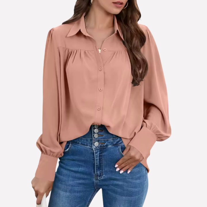 Blusa in Chiffon con Mani a Lanterna per Donne