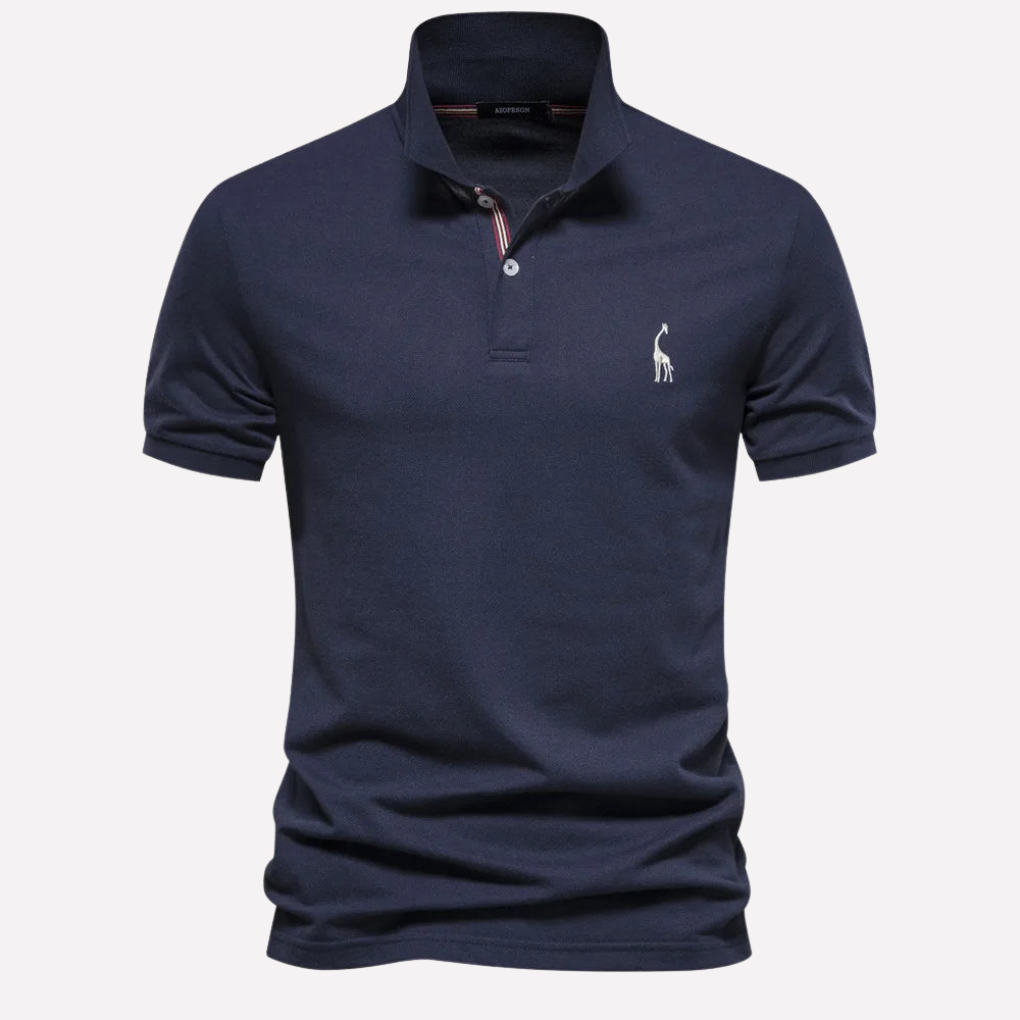 Polo in Cotone Luxe per Uomini con Ricamo di Cerbiatto