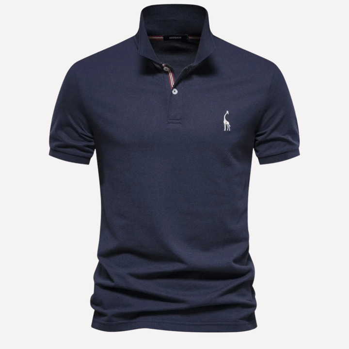 Polo in Cotone Luxe per Uomini con Ricamo di Cerbiatto