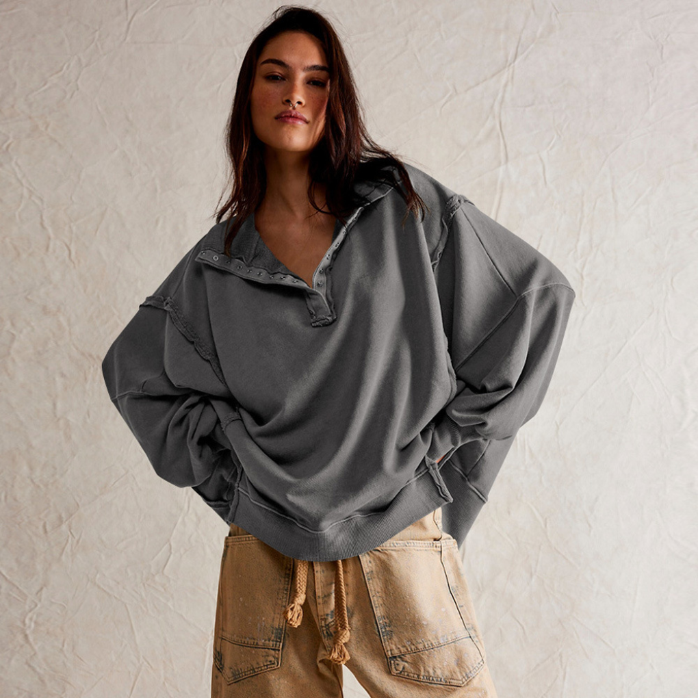 Maglia oversize con scollo serafino e spacchi laterali da donna