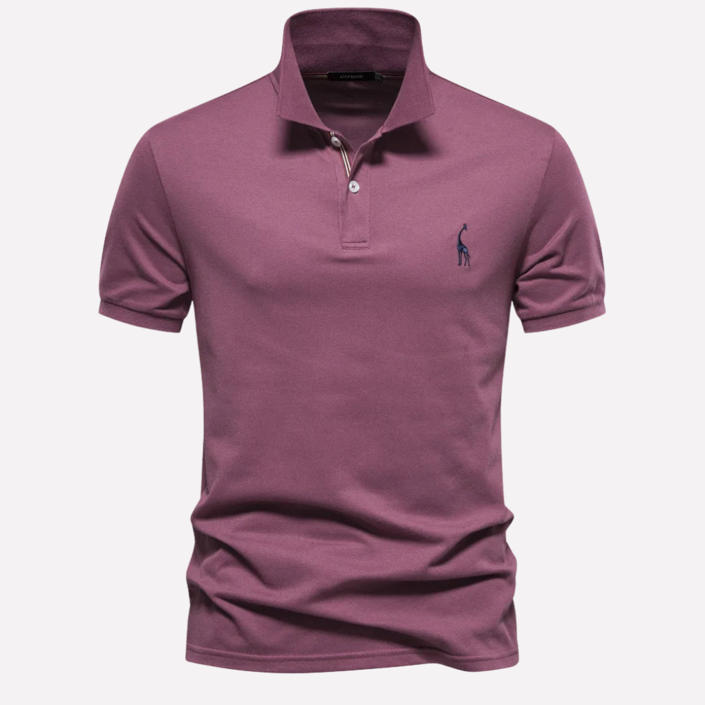 Polo in Cotone Luxe per Uomini con Ricamo di Cerbiatto