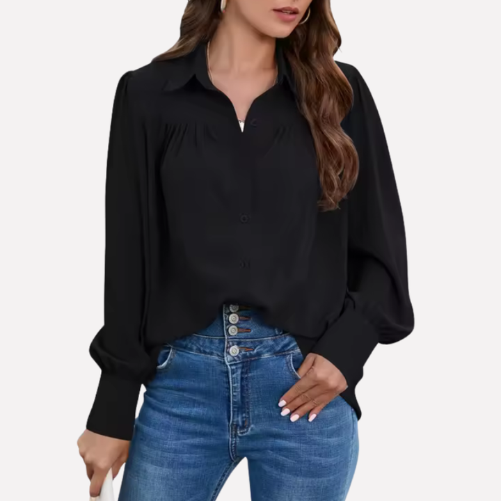 Blusa in Chiffon con Mani a Lanterna per Donne