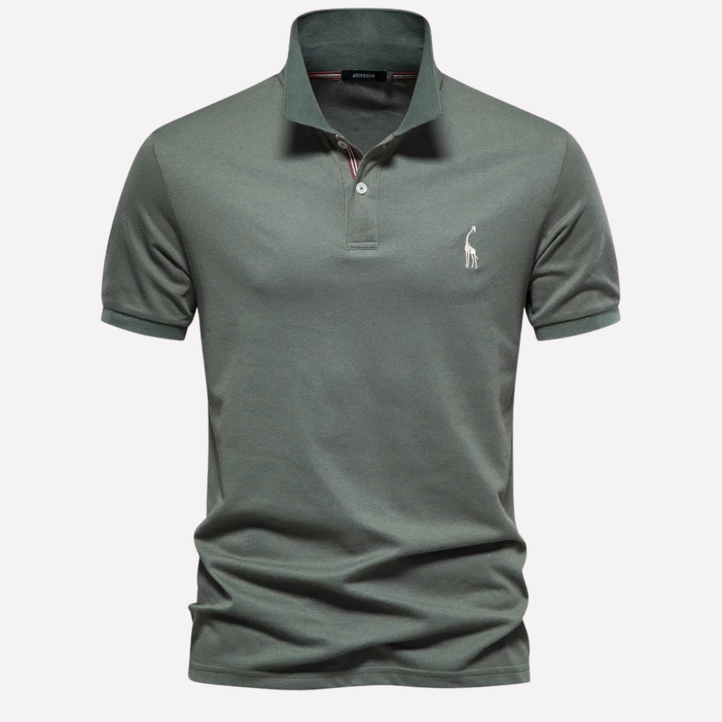 Polo in Cotone Luxe per Uomini con Ricamo di Cerbiatto