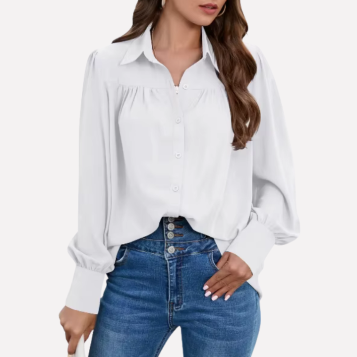 Blusa in Chiffon con Mani a Lanterna per Donne