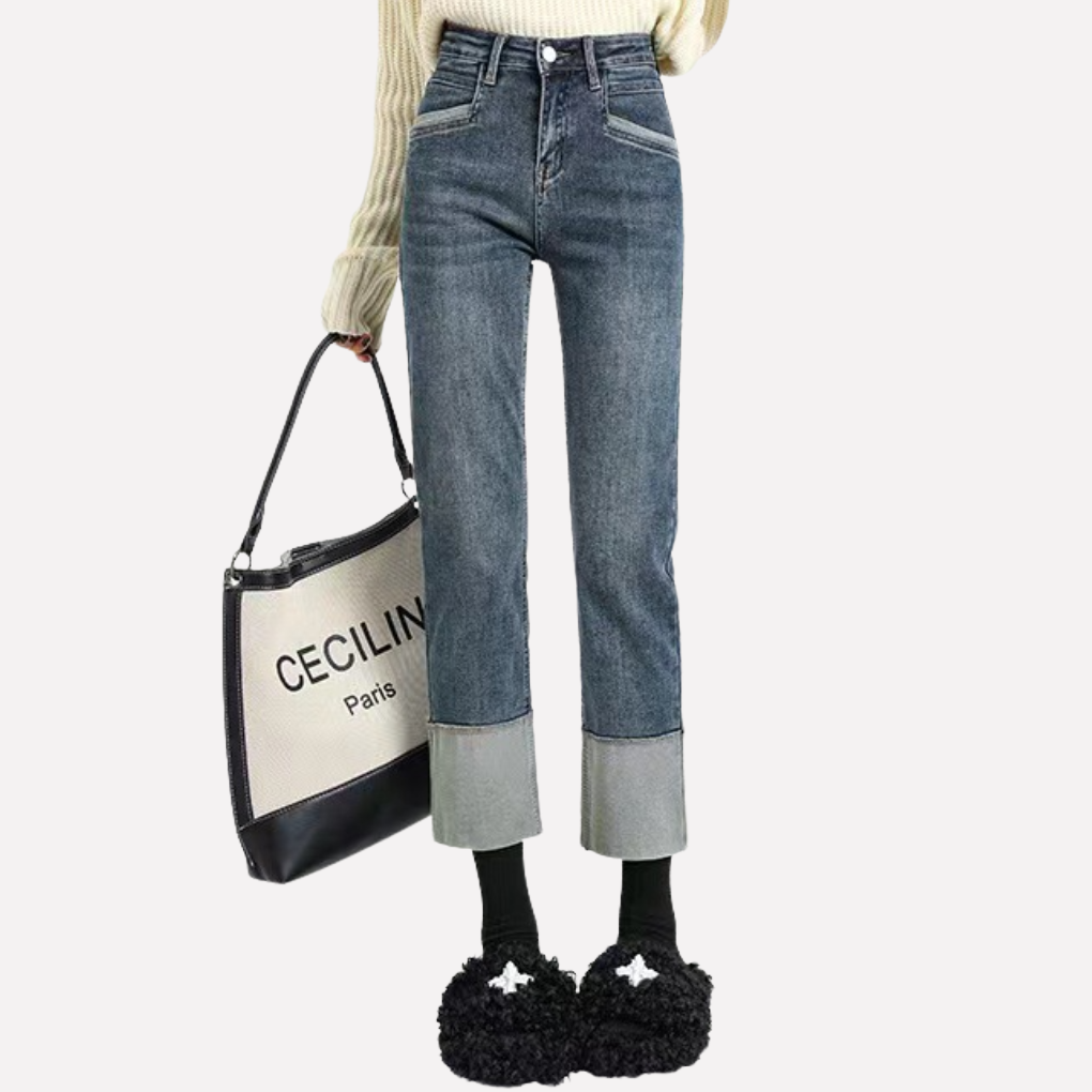 Jeans a gamba larga alta da donna