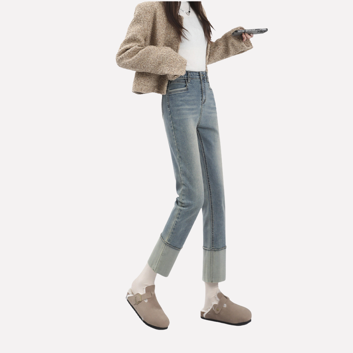 Jeans a gamba larga alta da donna