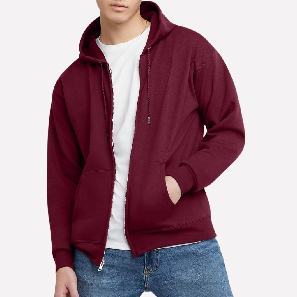 Felpa con cappuccio a zip completa da uomo