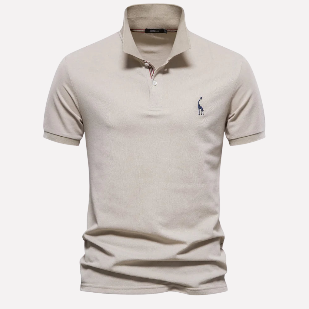 Polo in Cotone Luxe per Uomini con Ricamo di Cerbiatto