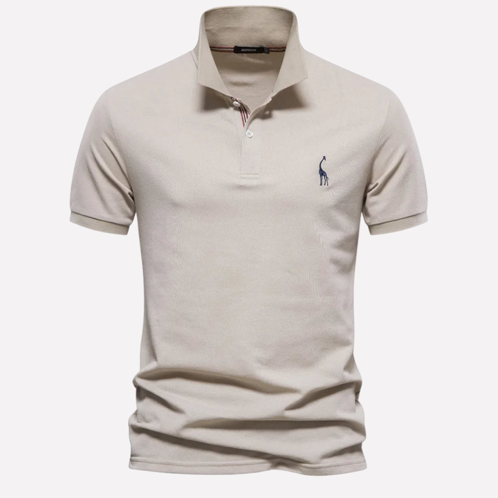 Polo in Cotone Luxe per Uomini con Ricamo di Cerbiatto