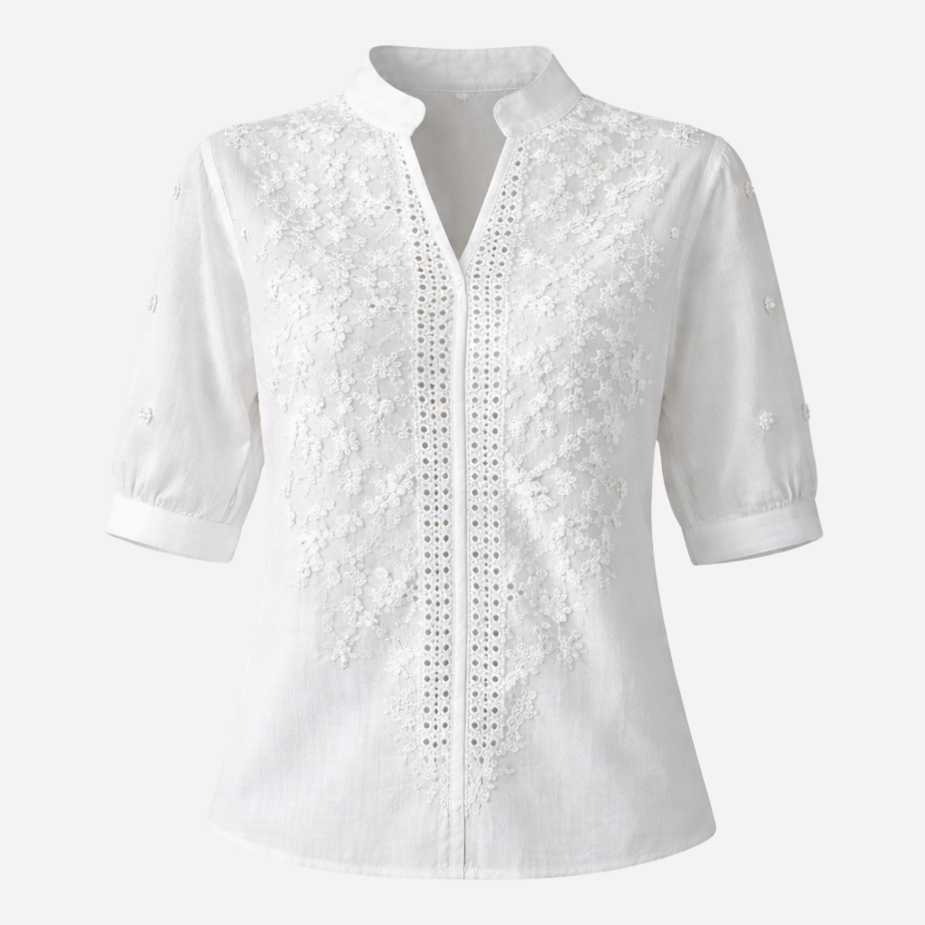Blusa Bianca Estiva con Ricamo per Donne