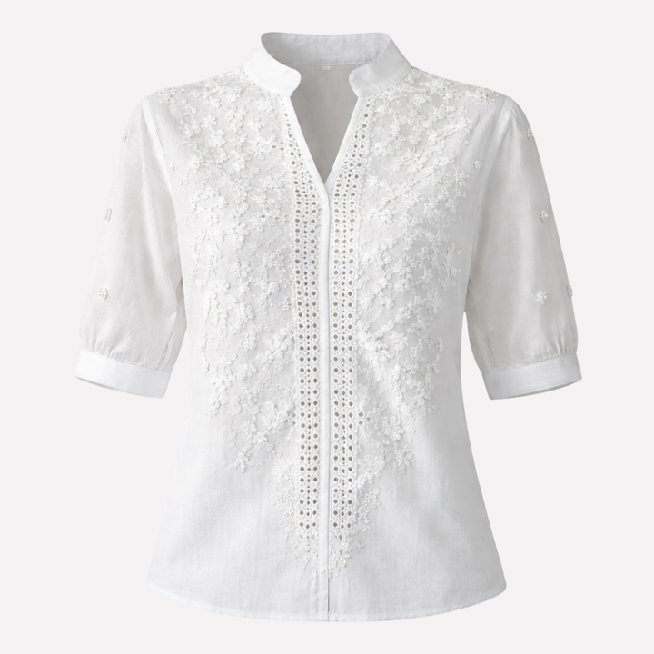 Blusa Bianca Estiva con Ricamo per Donne