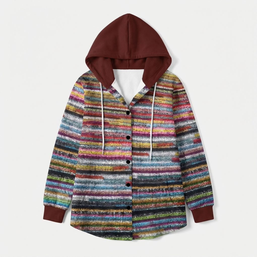 Cardigan invernale in maglia con cappuccio da donna