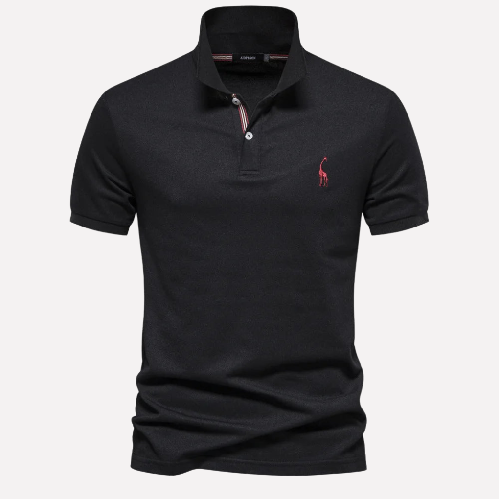Polo in Cotone Luxe per Uomini con Ricamo di Cerbiatto
