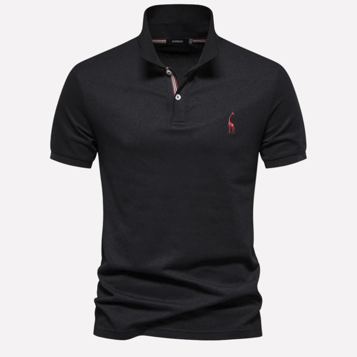 Polo in Cotone Luxe per Uomini con Ricamo di Cerbiatto