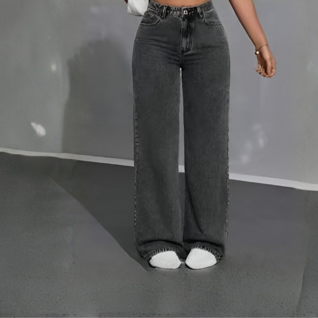 Jeans Dritti a Vita Alta da Donna – Stile Casual Cropped