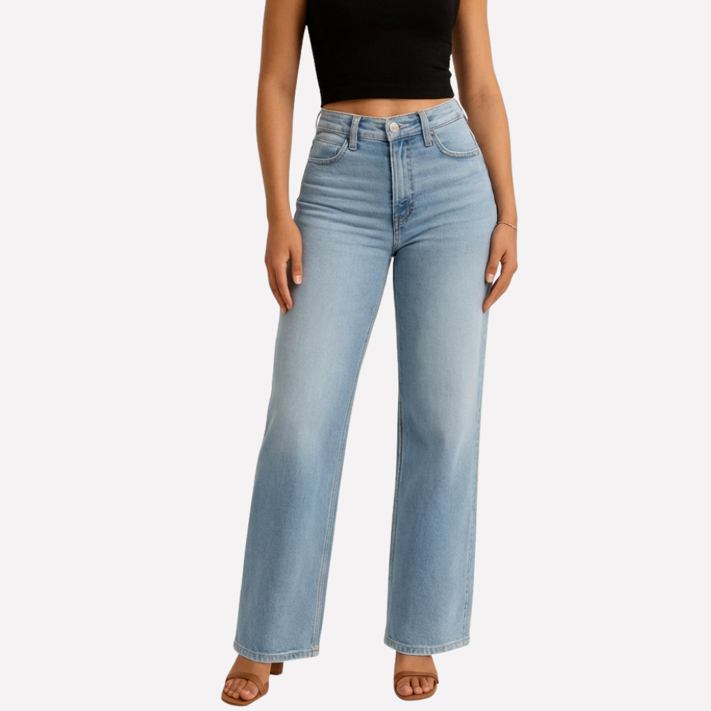 Jeans Dritti a Vita Alta da Donna – Stile Casual Cropped