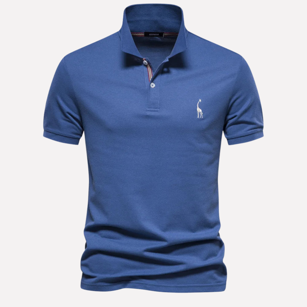 Polo in Cotone Luxe per Uomini con Ricamo di Cerbiatto