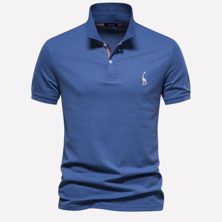 Polo in Cotone Luxe per Uomini con Ricamo di Cerbiatto