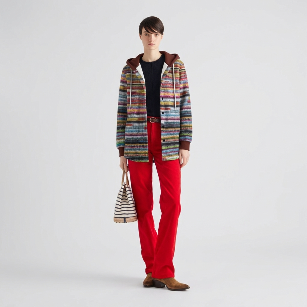Cardigan invernale in maglia con cappuccio da donna