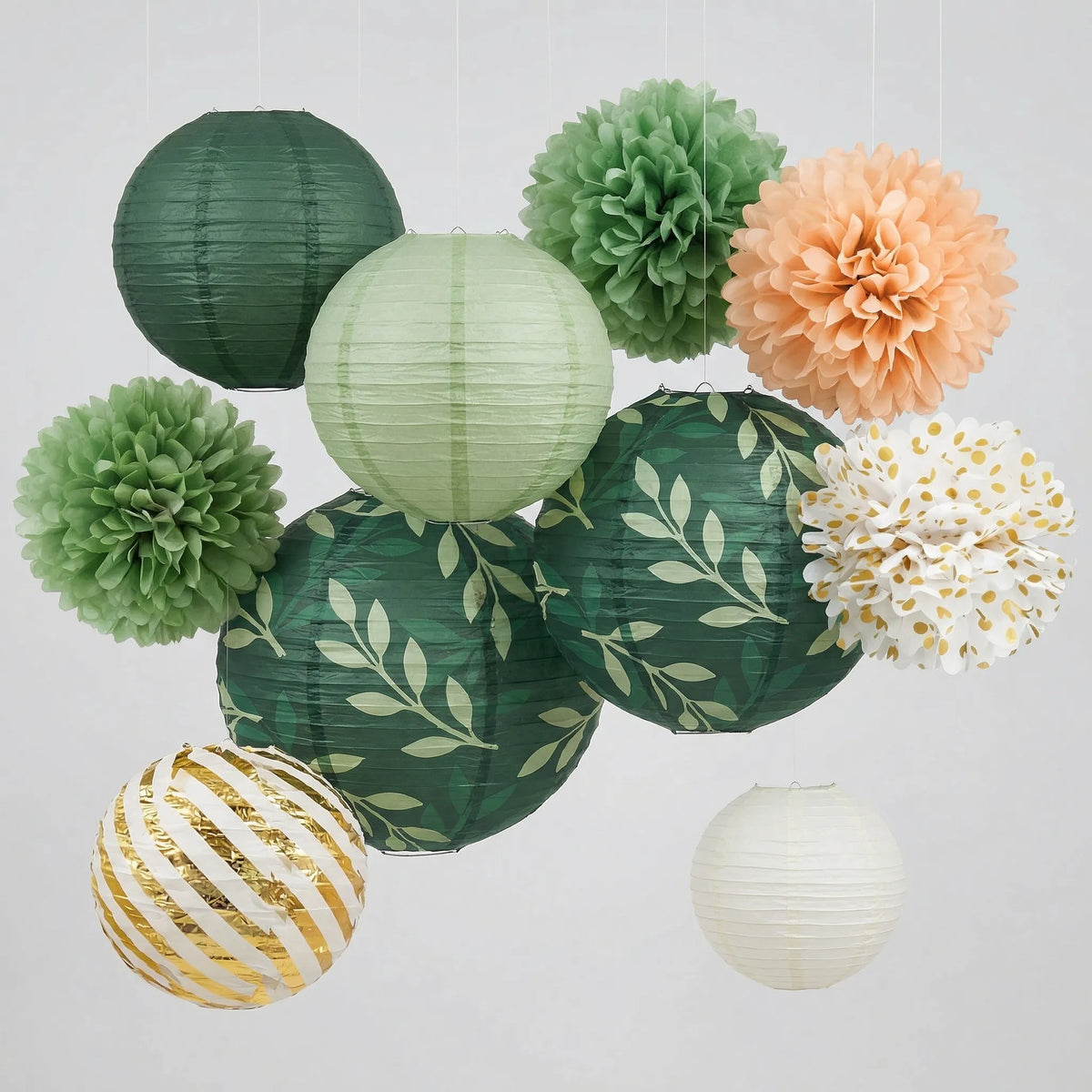 Set di Lanterne di Carta e Pom-Pom