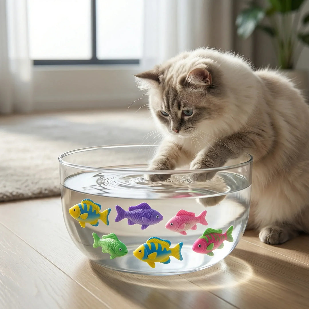 Fintastic - Giocattolo per gatti a forma di pesce che nuota, alimentato a batteria