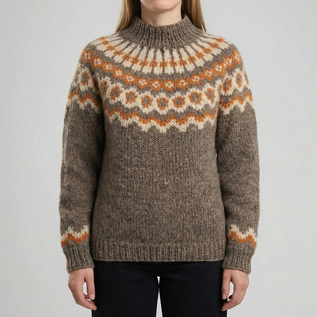 Fjelora - Maglione pullover con motivo nordico Fair Isle