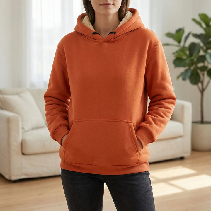 Flecerna - Felpa con cappuccio foderata in pile da donna