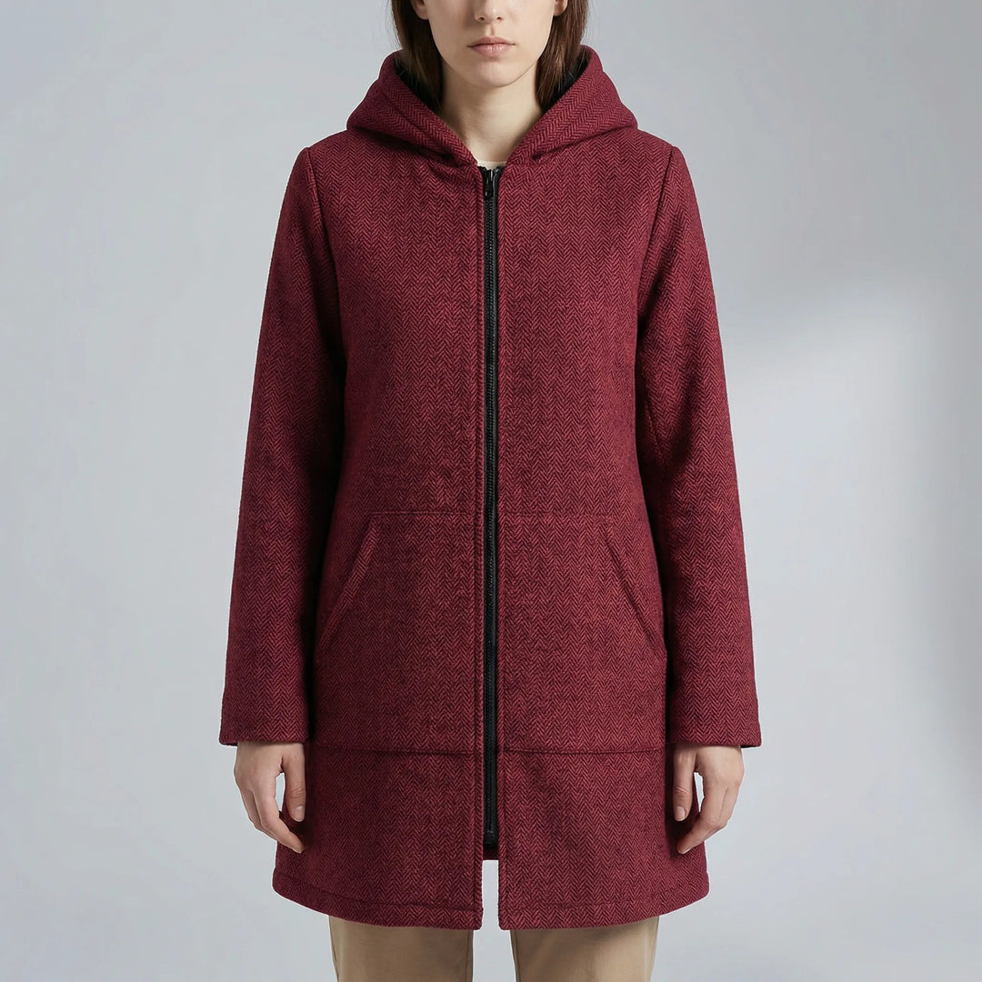 Fleurce - Cappotto con cappuccio e cerniera intera, foderato in pile
