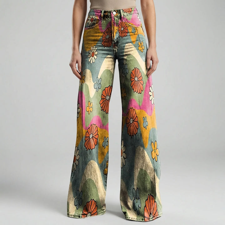Floriva - Pantaloni lunghi a gamba larga stampati