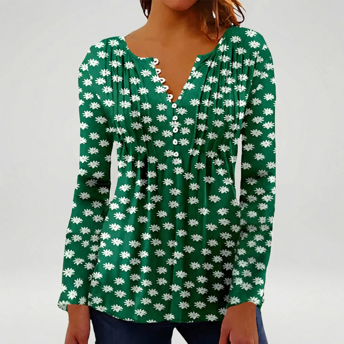 Blusa Donna Collo a Bottoni con Stampa Floreale